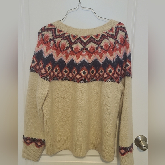 Old Navy Fair Isle Cream Crew Neck Sweater - Picture 3 of 3
